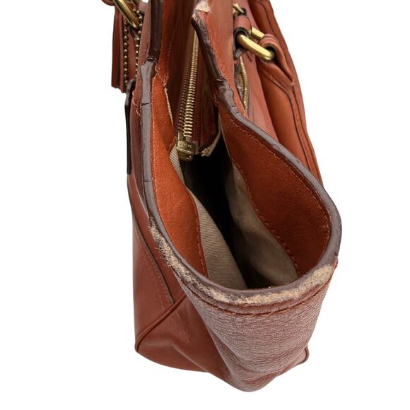 Coach 19890 Leather Tote Bag Brown Carryall Satchel Gold Hardware Tassel - Picture 5 of 6